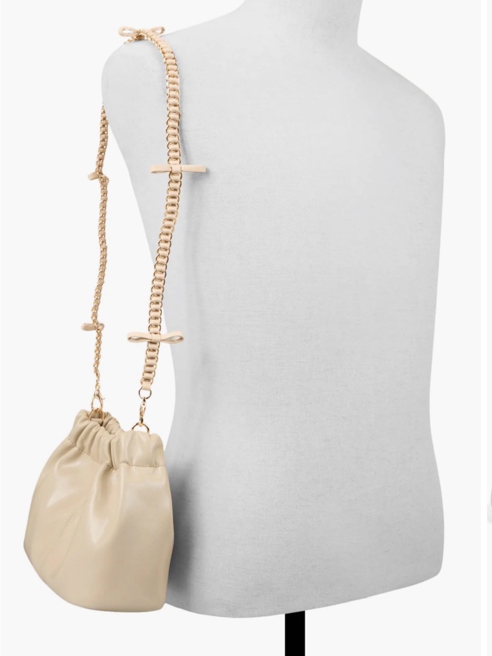 Ted Baker Essie NWT Cream Gathered Shoulder Bag with Gold Bow Detail Chain